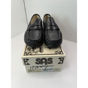 SAS Classic Navy Leather TRIPAD Comfort Shoes Women's Size 7 W Slip On Loafer